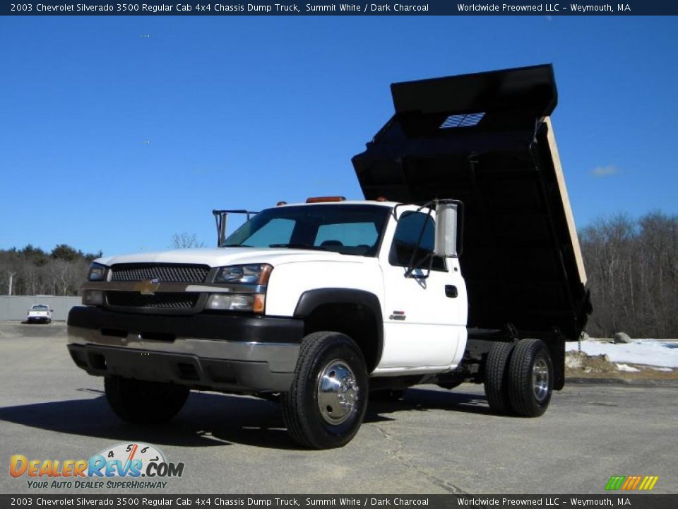 2003 Chevrolet Silverado 3500 Regular Cab 4x4 Chassis Dump Truck Summit White / Dark Charcoal Photo #15