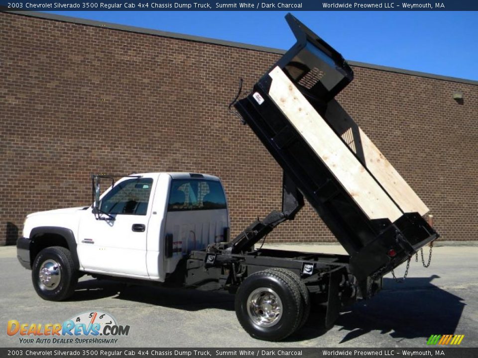 Summit White 2003 Chevrolet Silverado 3500 Regular Cab 4x4 Chassis Dump Truck Photo 25