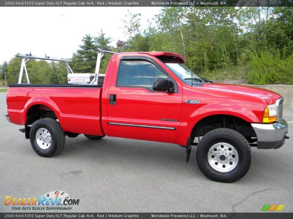 2000 Ford F350 Super Duty XLT Regular Cab 4x4 Red / Medium Graphite Photo #1