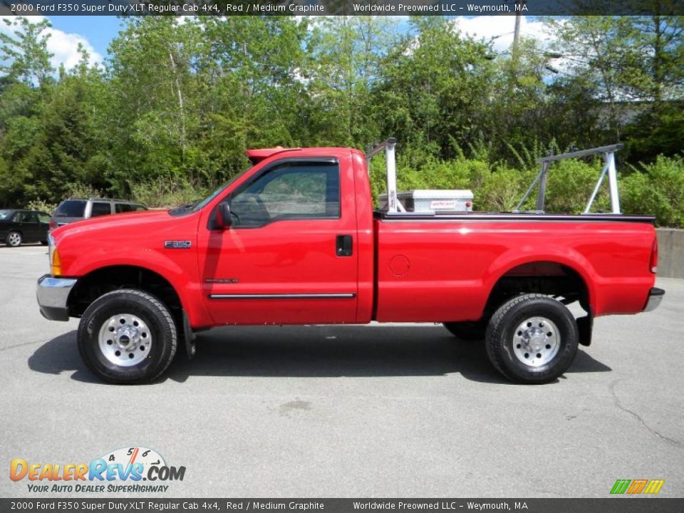 2000 Ford F350 Super Duty XLT Regular Cab 4x4 Red / Medium Graphite Photo #4