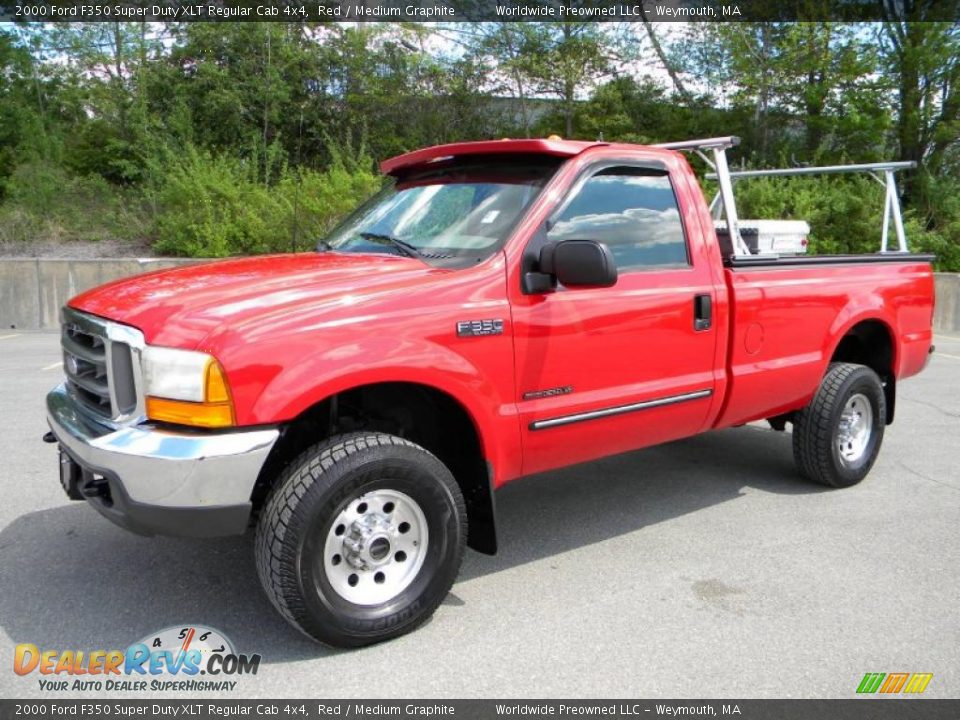 2000 Ford F350 Super Duty XLT Regular Cab 4x4 Red / Medium Graphite Photo #8