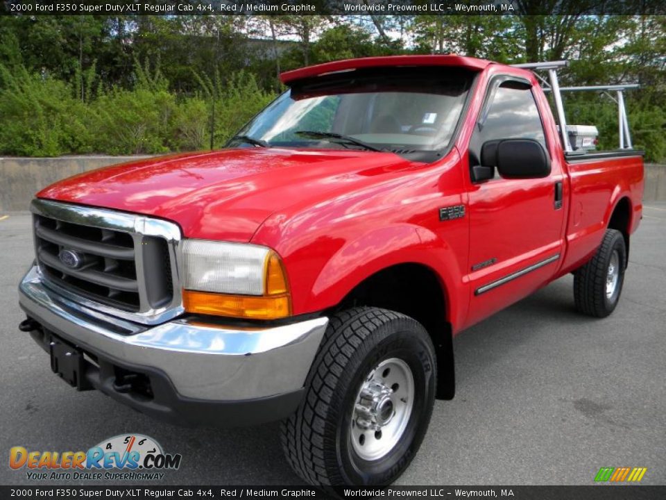 2000 Ford F350 Super Duty XLT Regular Cab 4x4 Red / Medium Graphite Photo #12