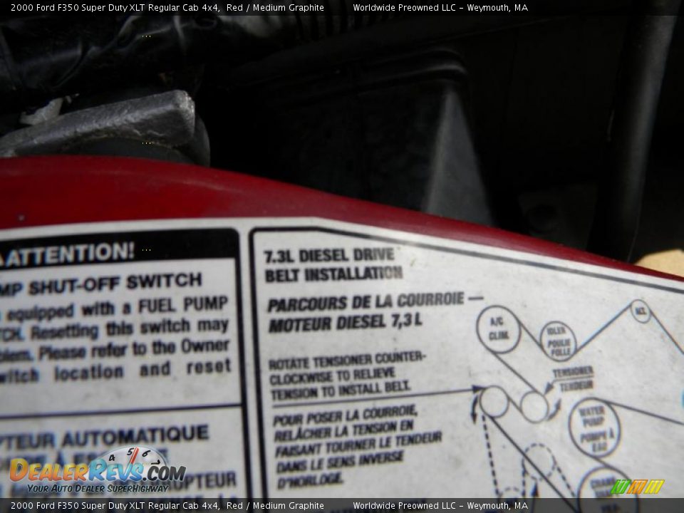 2000 Ford F350 Super Duty XLT Regular Cab 4x4 Red / Medium Graphite Photo #25