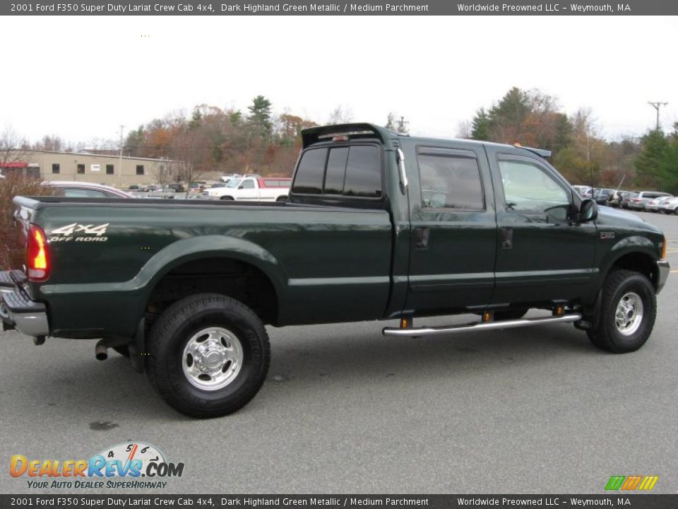 2001 Ford F350 Super Duty Lariat Crew Cab 4x4 Dark Highland Green Metallic / Medium Parchment Photo #5