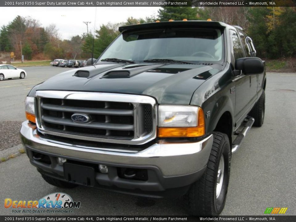 2001 Ford F350 Super Duty Lariat Crew Cab 4x4 Dark Highland Green Metallic / Medium Parchment Photo #8