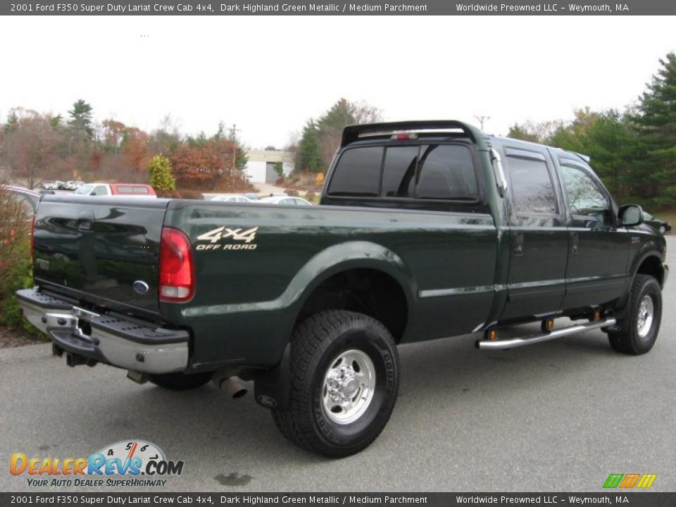 2001 Ford F350 Super Duty Lariat Crew Cab 4x4 Dark Highland Green Metallic / Medium Parchment Photo #9