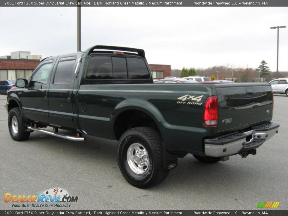 2001 Ford F350 Super Duty Lariat Crew Cab 4x4 Dark Highland Green Metallic / Medium Parchment Photo #10