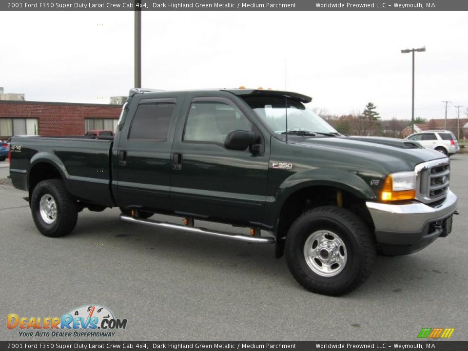 Dark Highland Green Metallic 2001 Ford F350 Super Duty Lariat Crew Cab 4x4 Photo #11