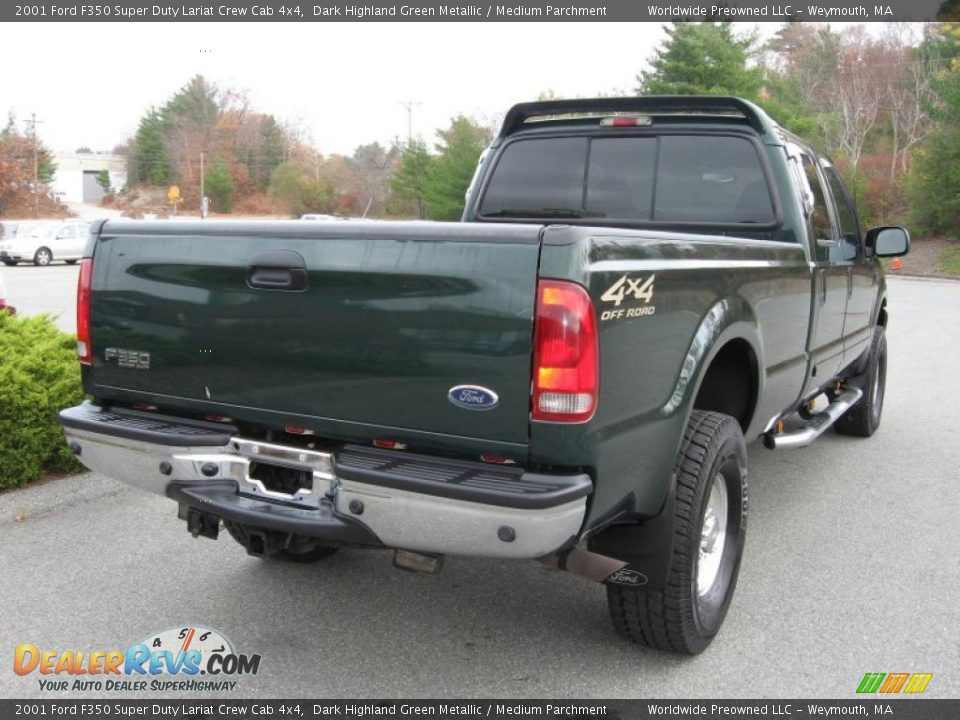 2001 Ford F350 Super Duty Lariat Crew Cab 4x4 Dark Highland Green Metallic / Medium Parchment Photo #17