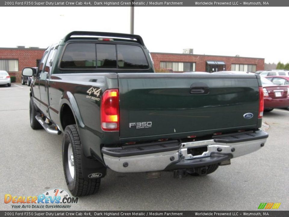 2001 Ford F350 Super Duty Lariat Crew Cab 4x4 Dark Highland Green Metallic / Medium Parchment Photo #18