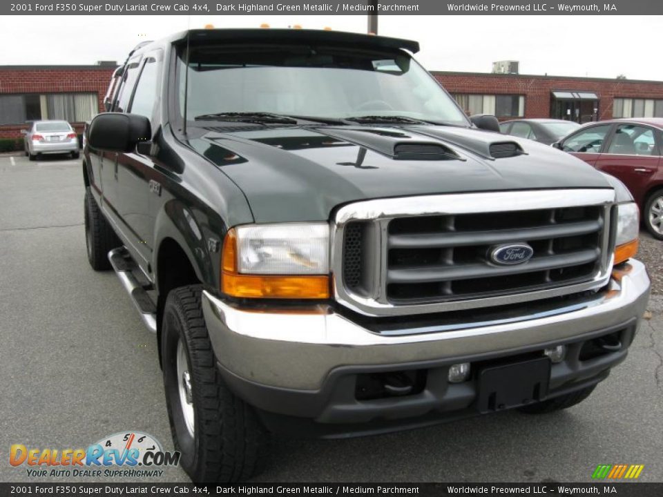 2001 Ford F350 Super Duty Lariat Crew Cab 4x4 Dark Highland Green Metallic / Medium Parchment Photo #19