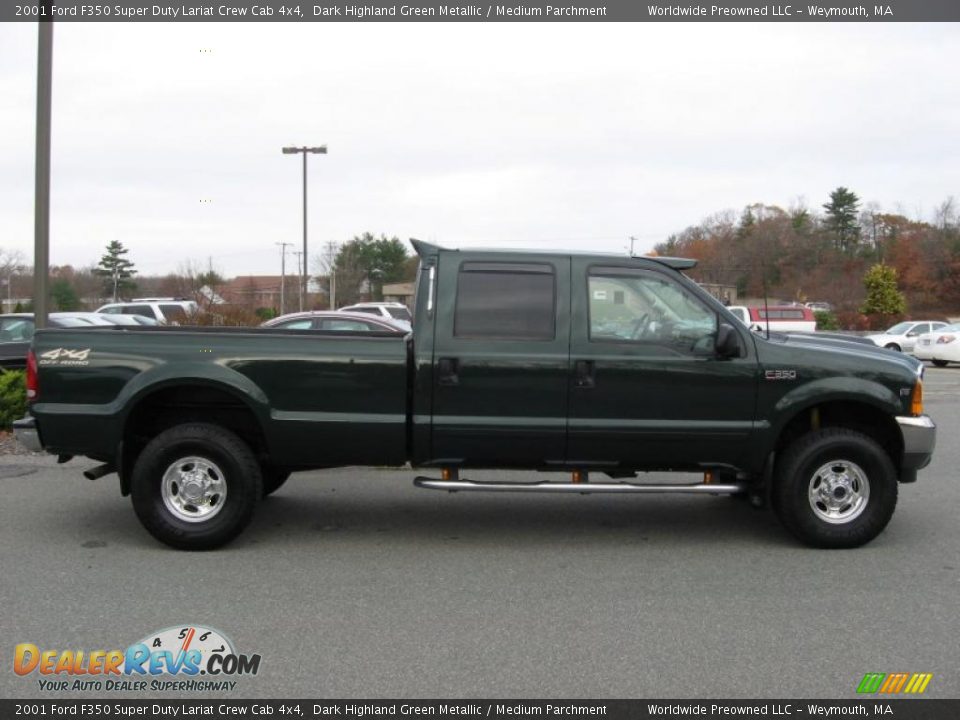 2001 Ford F350 Super Duty Lariat Crew Cab 4x4 Dark Highland Green Metallic / Medium Parchment Photo #21