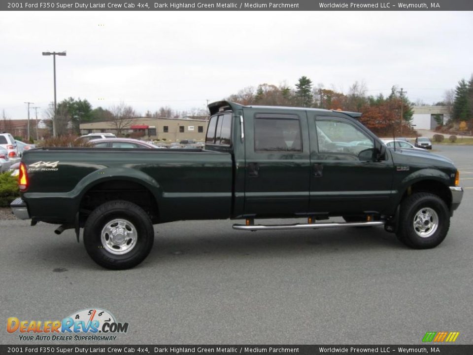 2001 Ford F350 Super Duty Lariat Crew Cab 4x4 Dark Highland Green Metallic / Medium Parchment Photo #23