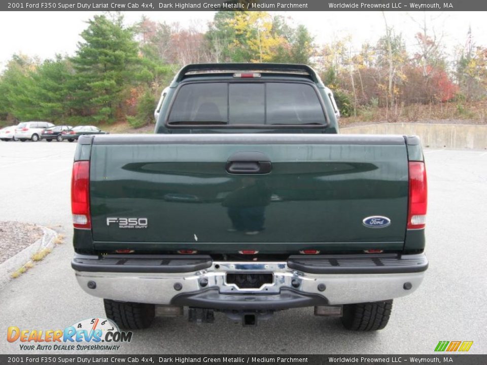 2001 Ford F350 Super Duty Lariat Crew Cab 4x4 Dark Highland Green Metallic / Medium Parchment Photo #28