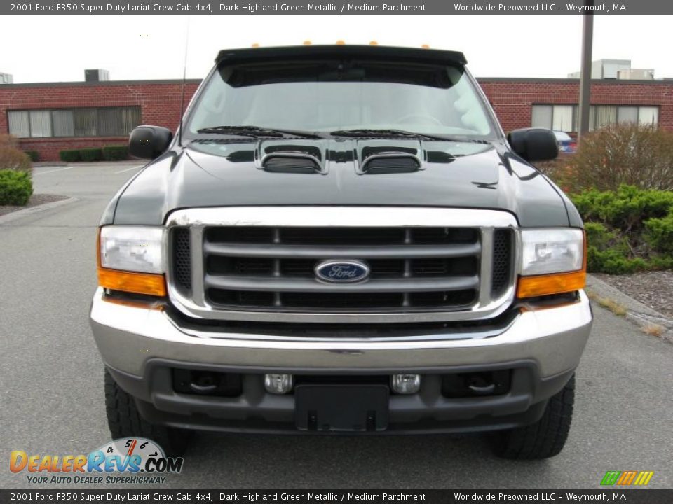 2001 Ford F350 Super Duty Lariat Crew Cab 4x4 Dark Highland Green Metallic / Medium Parchment Photo #29