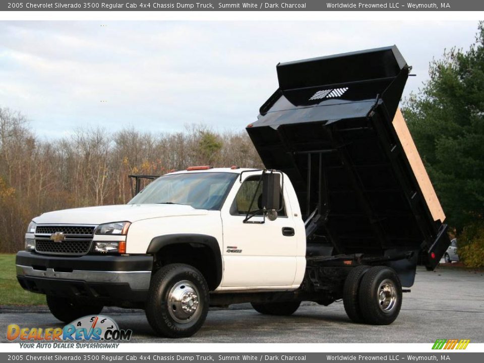 Summit White 2005 Chevrolet Silverado 3500 Regular Cab 4x4 Chassis Dump Truck Photo #17