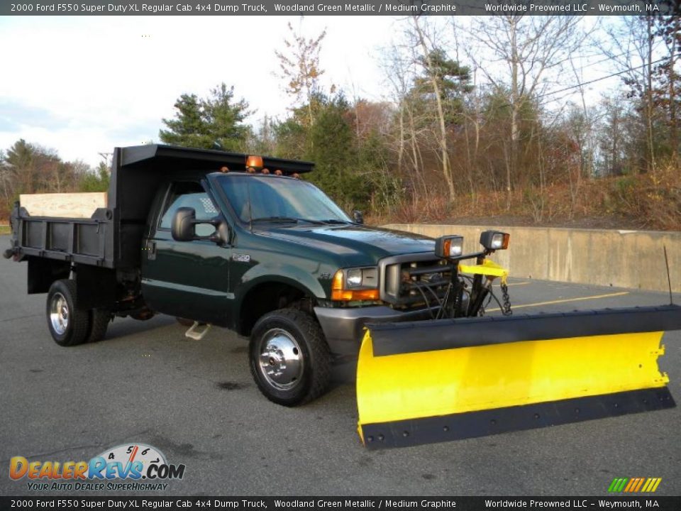 2000 Ford F550 Super Duty XL Regular Cab 4x4 Dump Truck Woodland Green Metallic / Medium Graphite Photo #1