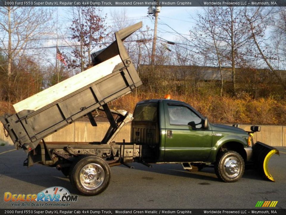 2000 Ford F550 Super Duty XL Regular Cab 4x4 Dump Truck Woodland Green Metallic / Medium Graphite Photo #6