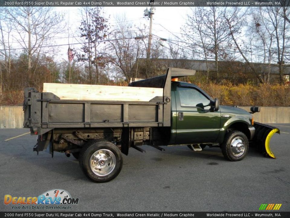 2000 Ford F550 Super Duty XL Regular Cab 4x4 Dump Truck Woodland Green Metallic / Medium Graphite Photo #7