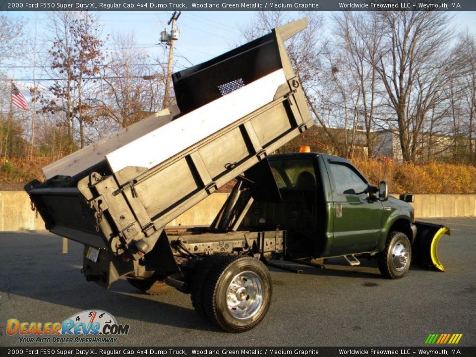 2000 Ford F550 Super Duty XL Regular Cab 4x4 Dump Truck Woodland Green Metallic / Medium Graphite Photo #8