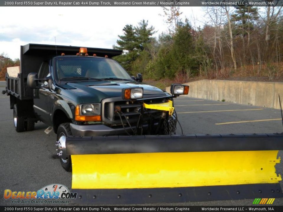 2000 Ford F550 Super Duty XL Regular Cab 4x4 Dump Truck Woodland Green Metallic / Medium Graphite Photo #11