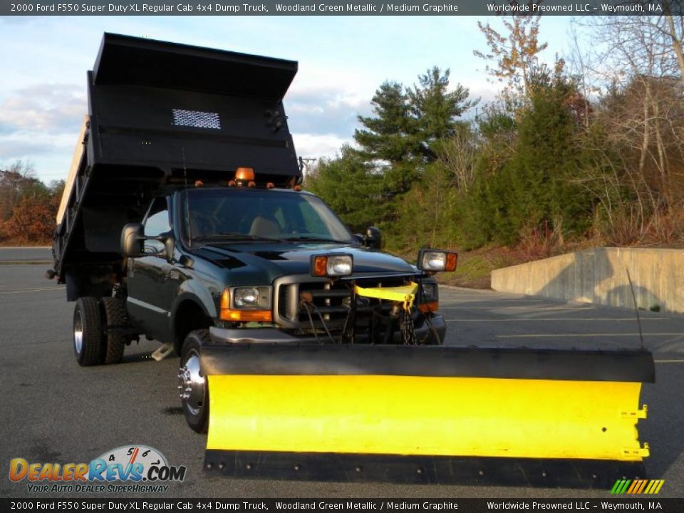 2000 Ford F550 Super Duty XL Regular Cab 4x4 Dump Truck Woodland Green Metallic / Medium Graphite Photo #12