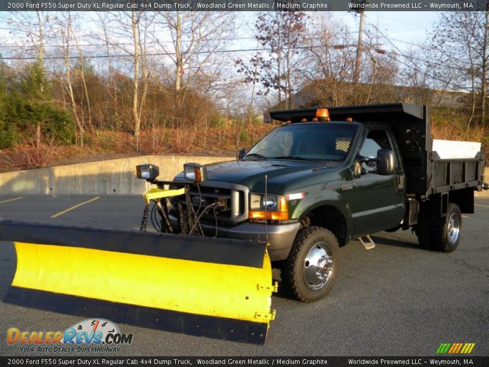 2000 Ford F550 Super Duty XL Regular Cab 4x4 Dump Truck Woodland Green Metallic / Medium Graphite Photo #14