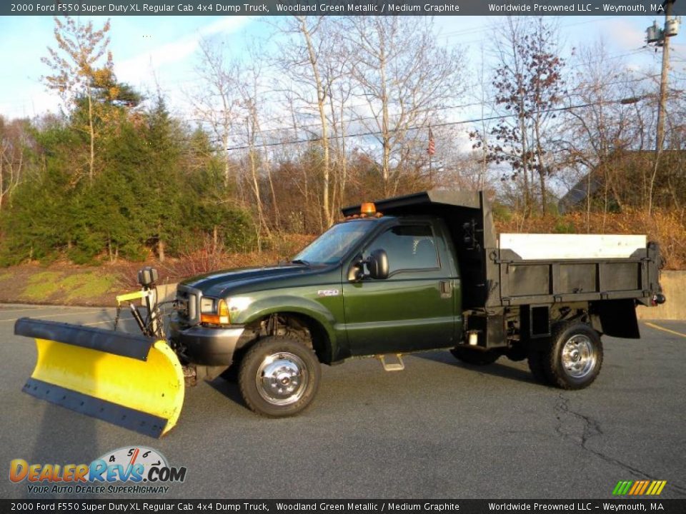 2000 Ford F550 Super Duty XL Regular Cab 4x4 Dump Truck Woodland Green Metallic / Medium Graphite Photo #16