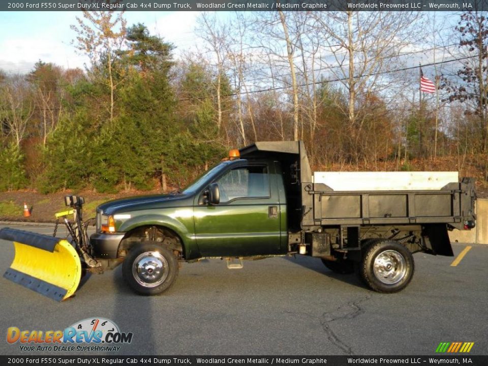 2000 Ford F550 Super Duty XL Regular Cab 4x4 Dump Truck Woodland Green Metallic / Medium Graphite Photo #18