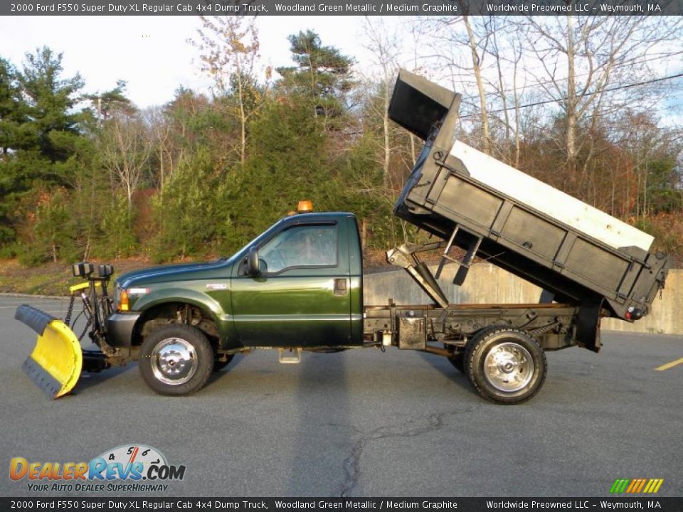 2000 Ford F550 Super Duty XL Regular Cab 4x4 Dump Truck Woodland Green Metallic / Medium Graphite Photo #19