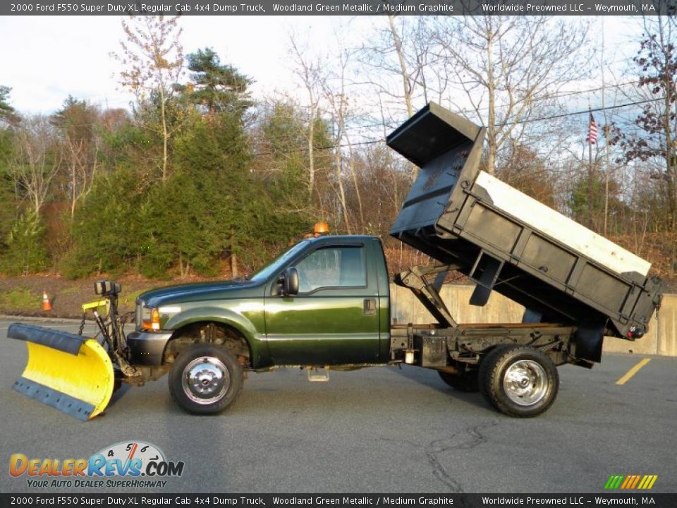 2000 Ford F550 Super Duty XL Regular Cab 4x4 Dump Truck Woodland Green Metallic / Medium Graphite Photo #23