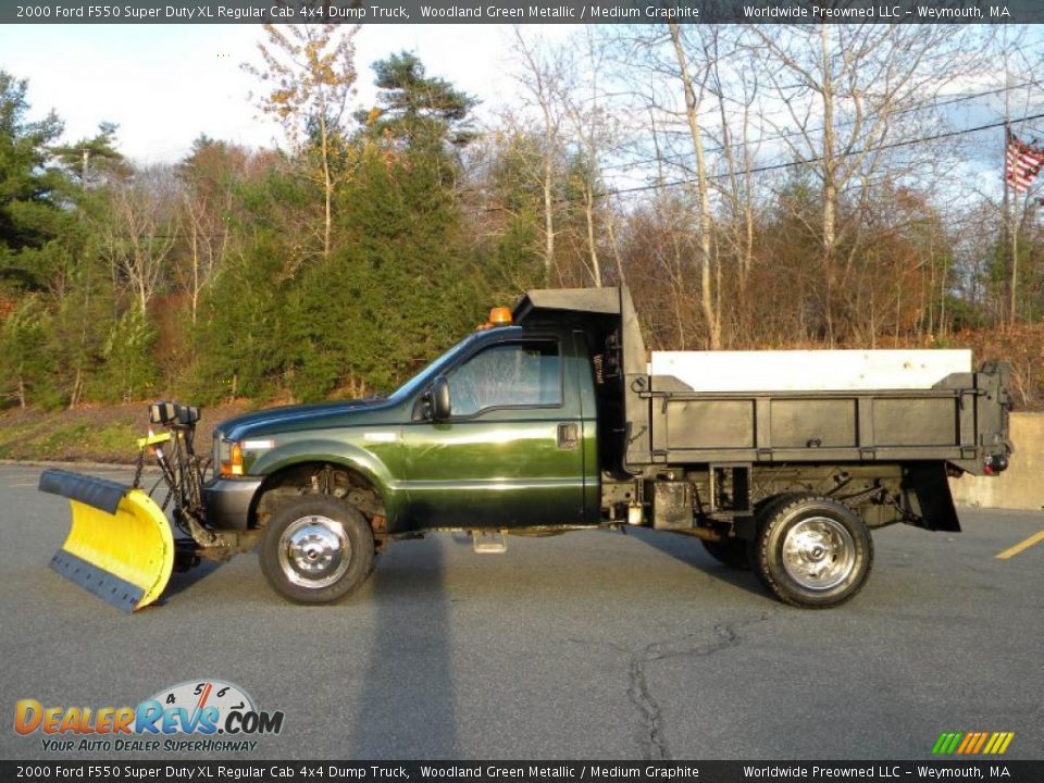 2000 Ford F550 Super Duty XL Regular Cab 4x4 Dump Truck Woodland Green Metallic / Medium Graphite Photo #24