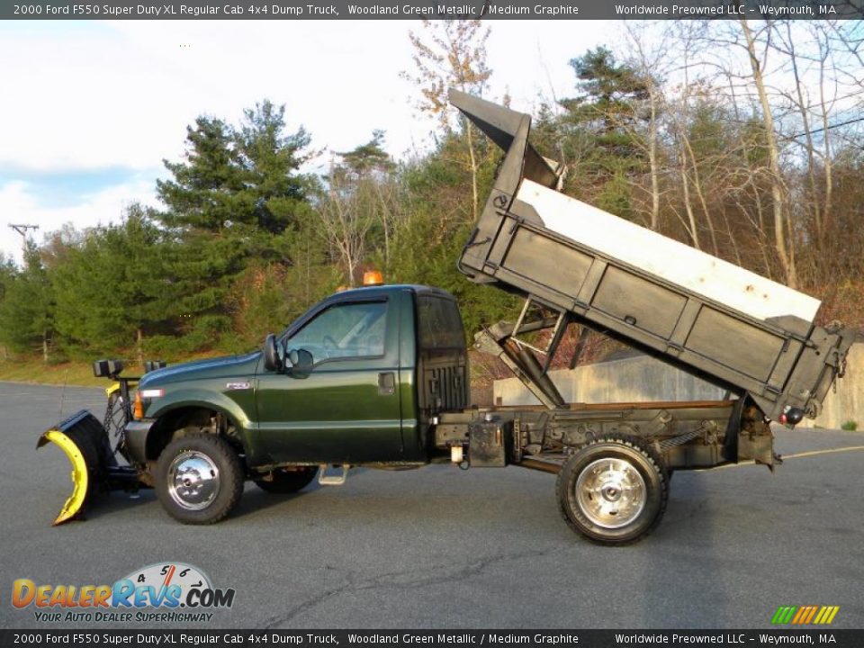 2000 Ford F550 Super Duty XL Regular Cab 4x4 Dump Truck Woodland Green Metallic / Medium Graphite Photo #25