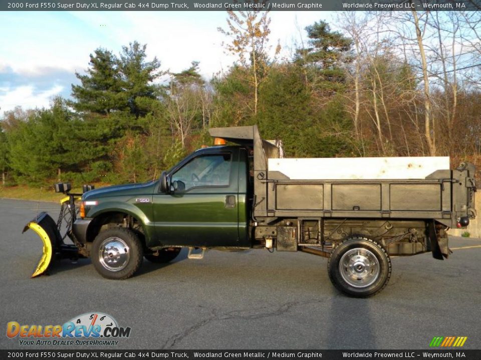 2000 Ford F550 Super Duty XL Regular Cab 4x4 Dump Truck Woodland Green Metallic / Medium Graphite Photo #26