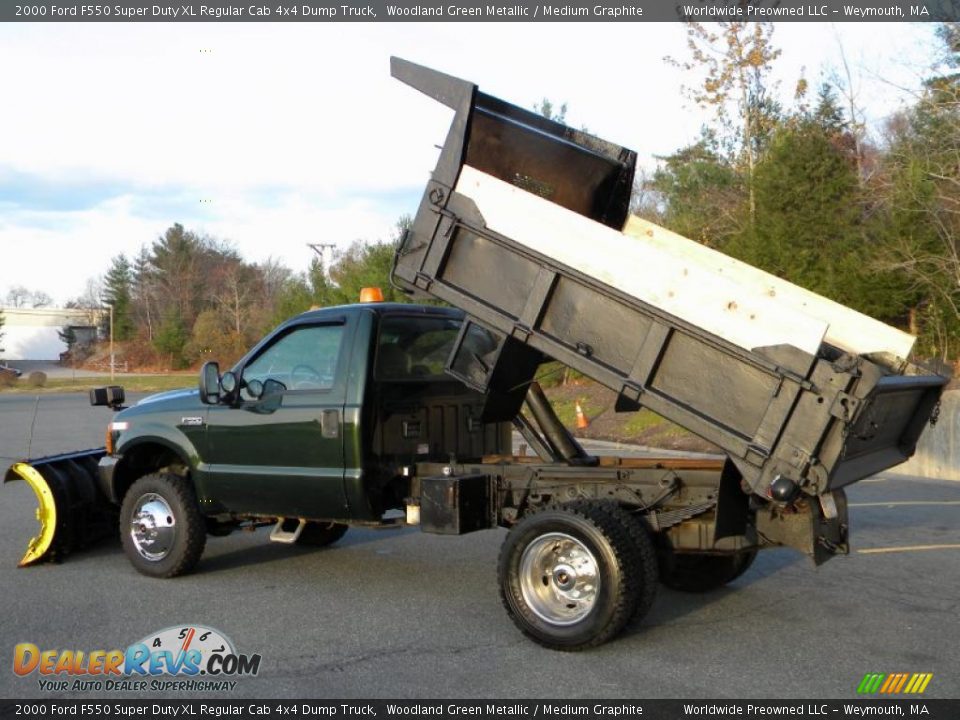 2000 Ford F550 Super Duty XL Regular Cab 4x4 Dump Truck Woodland Green Metallic / Medium Graphite Photo #27