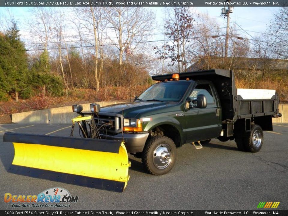 2000 Ford F550 Super Duty XL Regular Cab 4x4 Dump Truck Woodland Green Metallic / Medium Graphite Photo #30