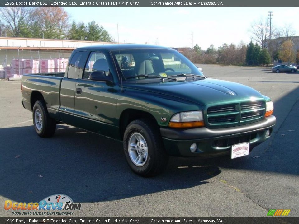 1999 Dodge Dakota SLT Extended Cab Emerald Green Pearl / Mist Gray Photo #2