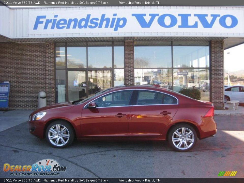 2011 Volvo S60 T6 AWD Flamenco Red Metallic / Soft Beige/Off Black Photo #1