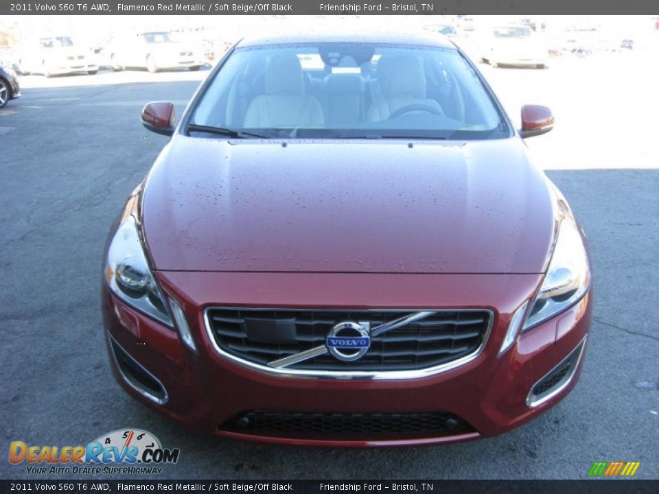 2011 Volvo S60 T6 AWD Flamenco Red Metallic / Soft Beige/Off Black Photo #3
