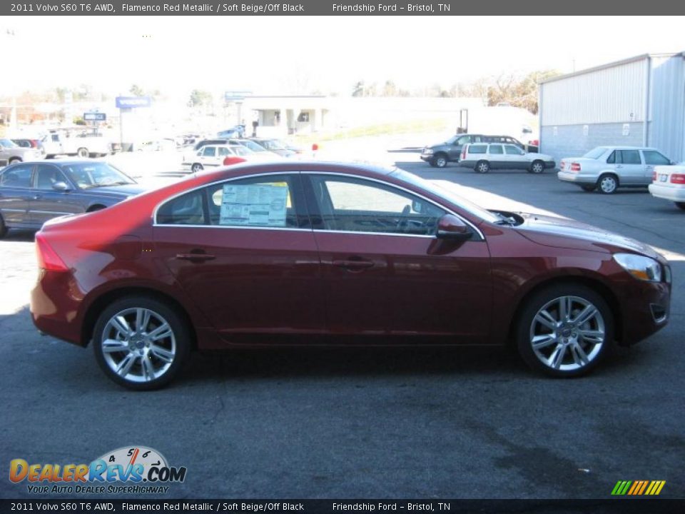 2011 Volvo S60 T6 AWD Flamenco Red Metallic / Soft Beige/Off Black Photo #5