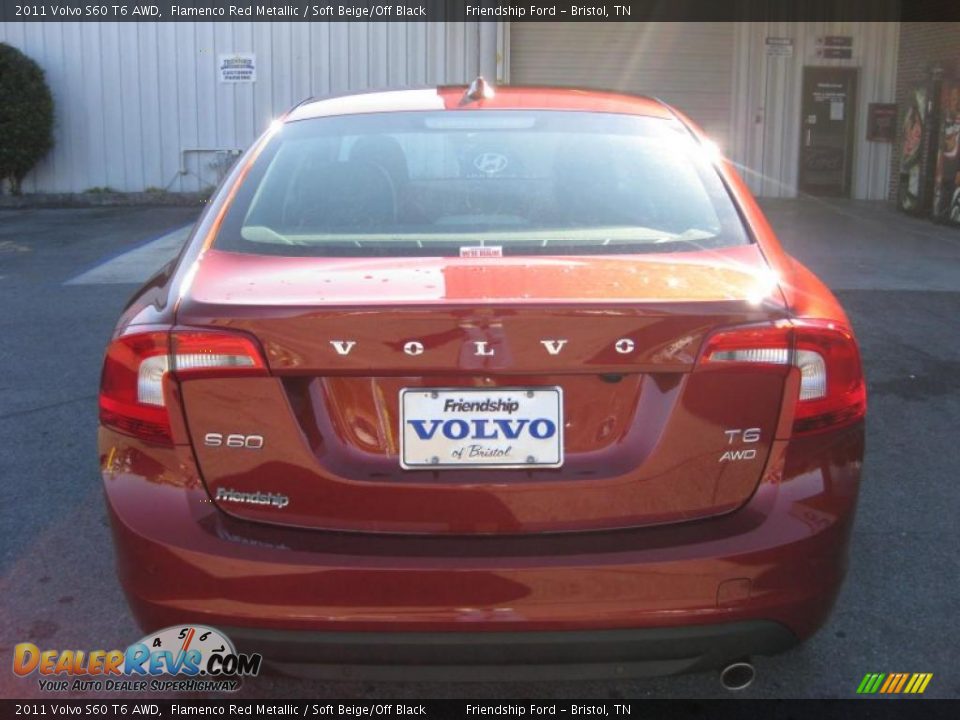 2011 Volvo S60 T6 AWD Flamenco Red Metallic / Soft Beige/Off Black Photo #6