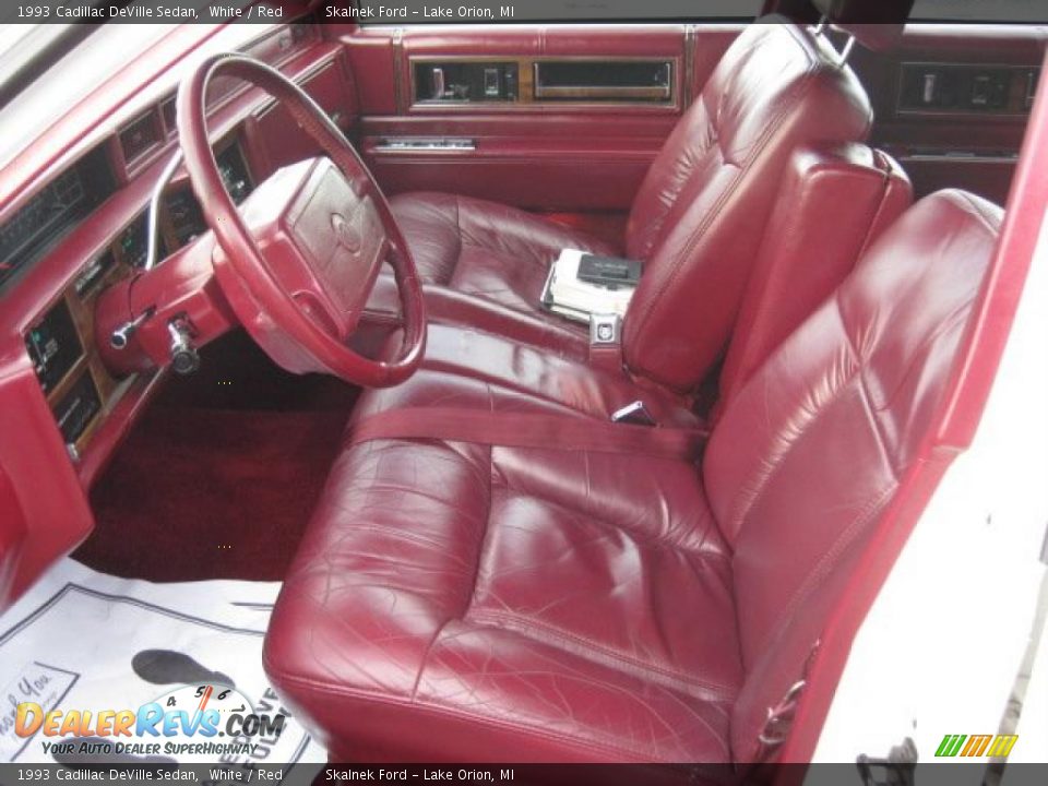 1993 Cadillac DeVille Sedan White / Red Photo #2
