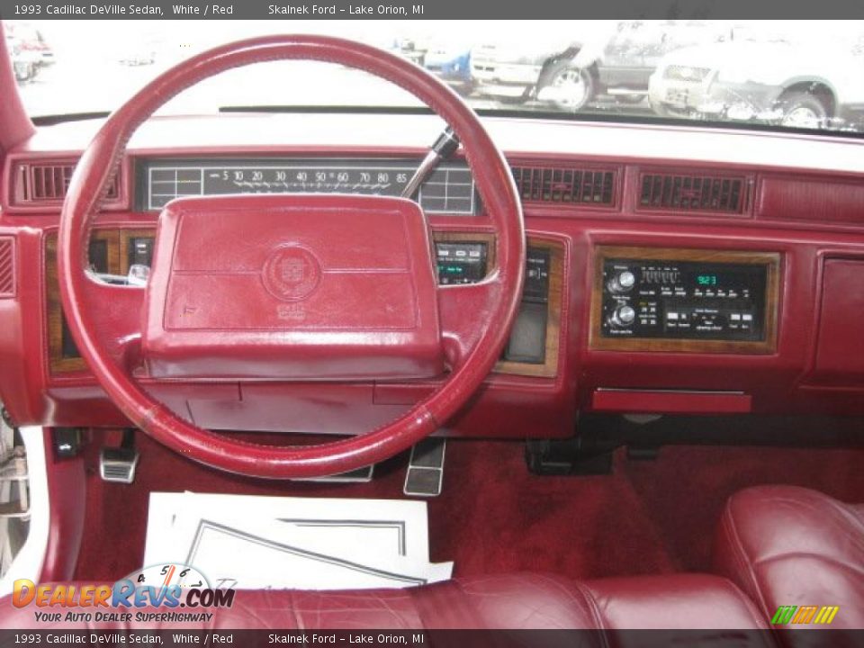 1993 Cadillac DeVille Sedan White / Red Photo #3