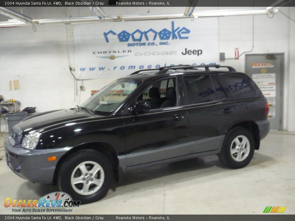 2004 Hyundai Santa Fe LX 4WD Black Obsidian / Gray Photo #1