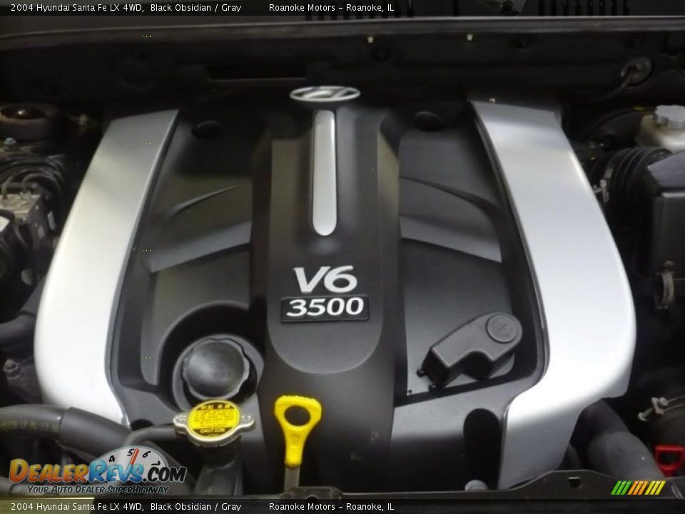 2004 Hyundai Santa Fe LX 4WD Black Obsidian / Gray Photo #7