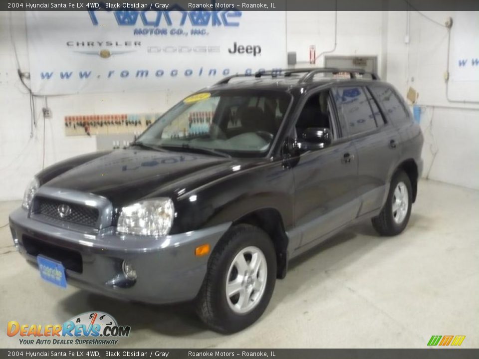 2004 Hyundai Santa Fe LX 4WD Black Obsidian / Gray Photo #16