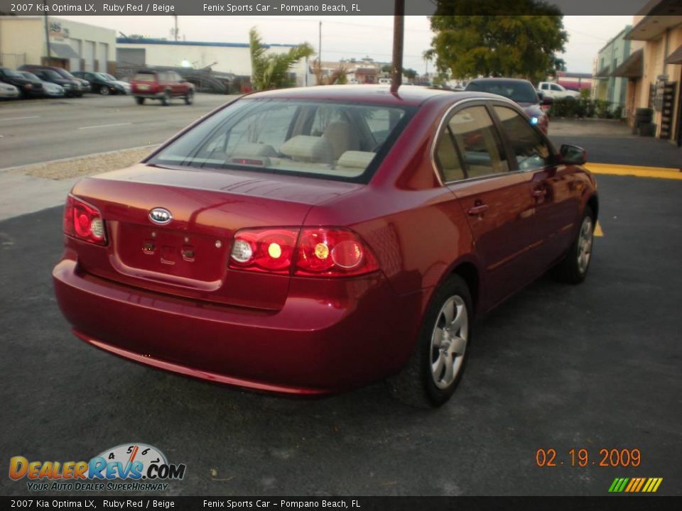 2007 Kia Optima LX Ruby Red / Beige Photo #3