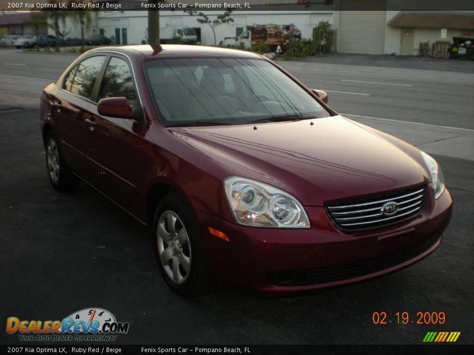 2007 Kia Optima LX Ruby Red / Beige Photo #4