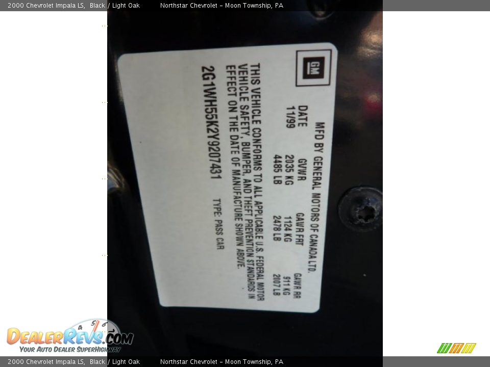 2000 Chevrolet Impala LS Black / Light Oak Photo #19
