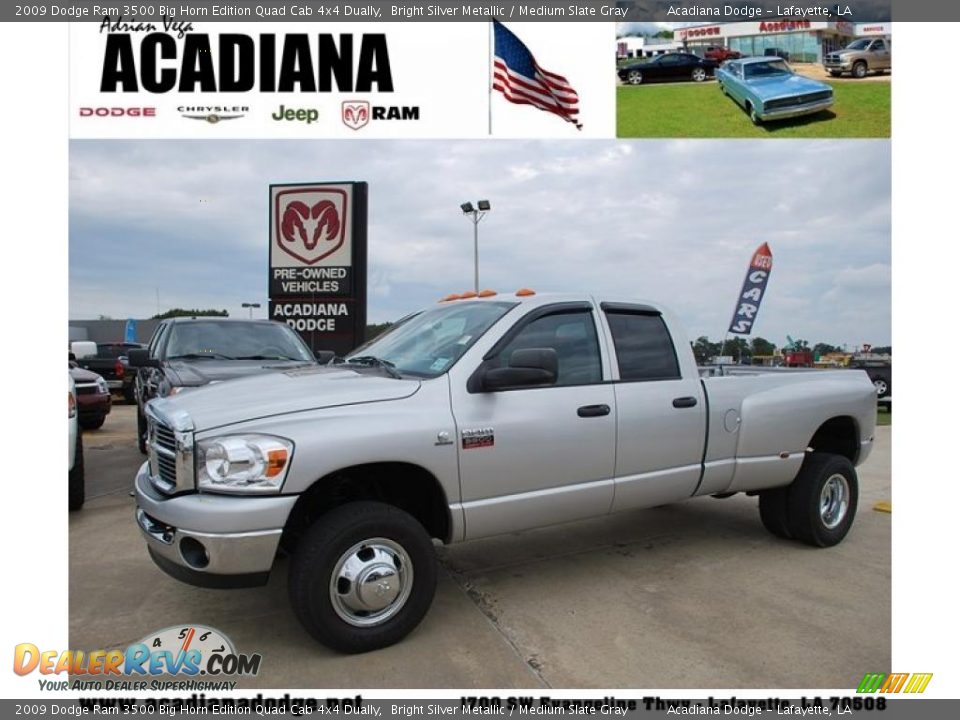 2009 Dodge Ram 3500 Big Horn Edition Quad Cab 4x4 Dually Bright Silver Metallic / Medium Slate Gray Photo #1